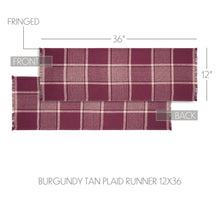 Load image into Gallery viewer, Eston Burgundy Tan Plaid Runner 12x36