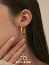 Load image into Gallery viewer, 18K Gold Plated Twisted Hoop earrings, Open hoop earrings, Minimalist earrings, Statement earrings, Everyday simple earrings, Hypoallergenic