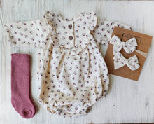 Load image into Gallery viewer, Baby Girl Soft Cotton Bubble Romper ruffle | Claudia + Bow