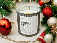 Load image into Gallery viewer, Merry + Bright Rustic Vintage Farmhouse Wood Wick Candle 10oz