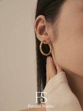 Load image into Gallery viewer, 18K Gold Plated Twisted Hoop earrings, Open hoop earrings, Minimalist earrings, Statement earrings, Everyday simple earrings, Hypoallergenic