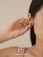 Load image into Gallery viewer, 18K Gold Plated Square Open hoop earring