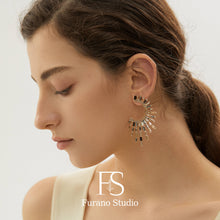 Load image into Gallery viewer, 14K Gold Celestial Statement Earring Gold Geometric Earring