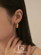 Load image into Gallery viewer, 18K Gold Plated Square Open hoop earring