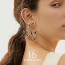 Load image into Gallery viewer, 14K Gold Celestial Statement Earring Gold Geometric Earring