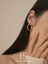 Load image into Gallery viewer, 18K Gold Plated Twisted Hoop earrings, Open hoop earrings, Minimalist earrings, Statement earrings, Everyday simple earrings, Hypoallergenic