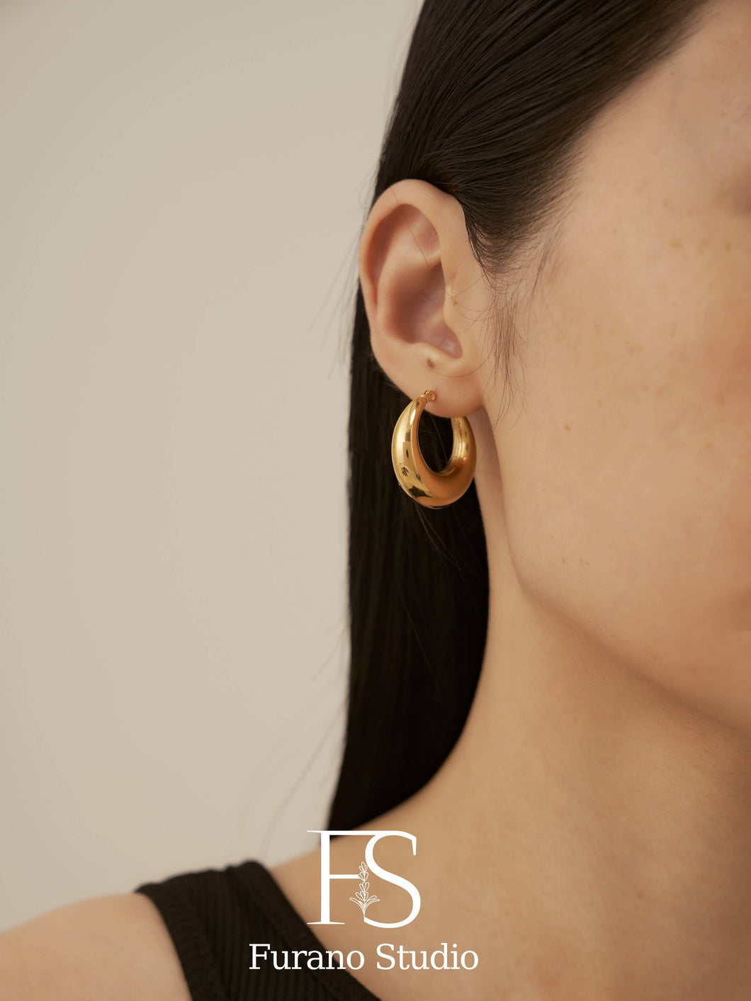 18k Gold Hoop Earrings; Dangle Drop Earring