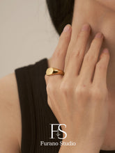 Load image into Gallery viewer, 18K Gold Filled Hexagon ring, Gold Black Signet ring
