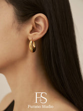 Load image into Gallery viewer, 18k Gold Hoop Earrings; Dangle Drop Earring
