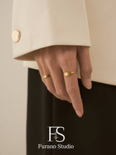 Load image into Gallery viewer, 18K Gold Filled band ring, Vintage matte gold minimalist ban
