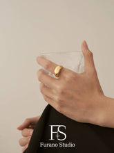 Load image into Gallery viewer, 18K Gold Filled Hexagon ring, Gold Black Signet ring
