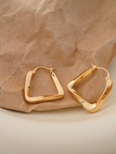 Load image into Gallery viewer, 18k gold irregular hoop earring; rectangle drop earring
