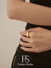 Load image into Gallery viewer, 18K Gold Filled Hexagon ring, Gold Black Signet ring
