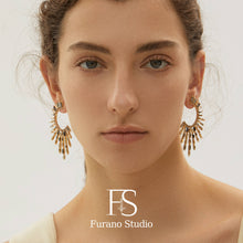 Load image into Gallery viewer, 14K Gold Celestial Statement Earring Gold Geometric Earring
