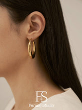 Load image into Gallery viewer, 18k Gold Hoop Earrings; Dangle Drop Earring
