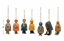 Load image into Gallery viewer, Hand-Painted Stoneware Nautical Bells w/ Jute Rope Hanger
