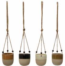 Load image into Gallery viewer, Glaze/Matte Hanging Planter with Beads
