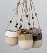 Load image into Gallery viewer, Glaze/Matte Hanging Planter with Beads
