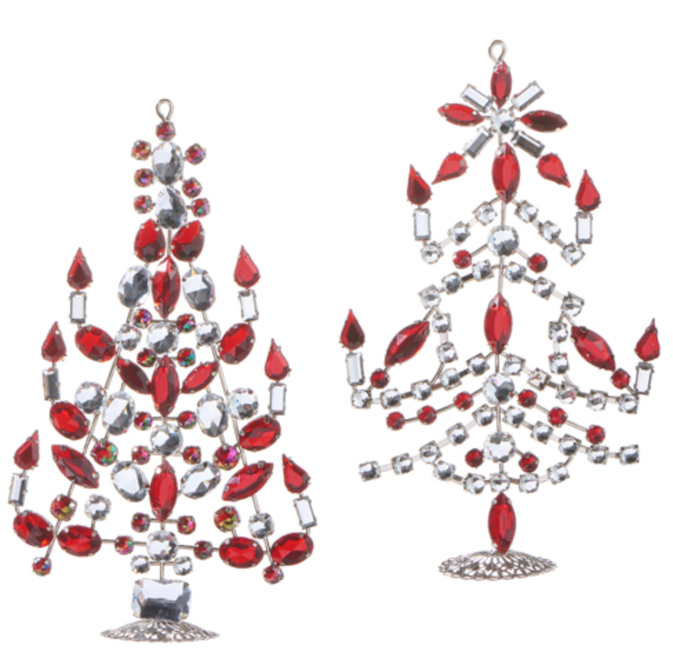 Red and Crystal Jeweled Tree Ornament