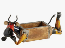Load image into Gallery viewer, Iron Bull with Flower Pot
