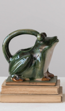Load image into Gallery viewer, Frog Watering Pitcher, Reactive Glaze, Green, White &amp; Brown (Each One Will Vary)
