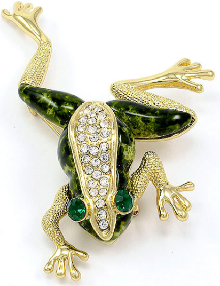 Frog Epoxy Rhinestone Brooch