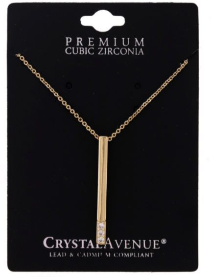 Vertical Bar Cubic Zirconia Pendant Necklace