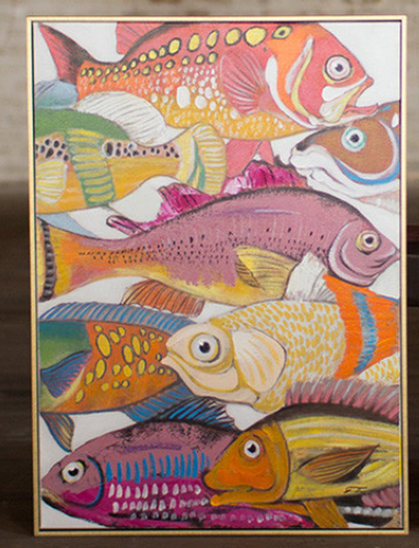 Colorful Fish Oil Paintings with Gold Frames