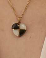 18K Gold Checkerboard Heart Necklace