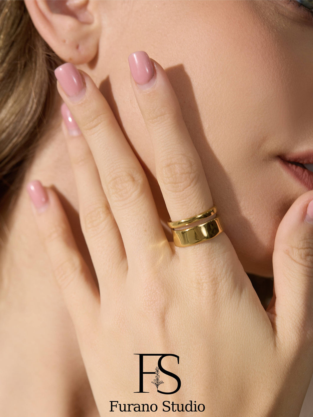 18K Gold Chunky Double Band Ring