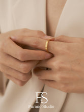 Load image into Gallery viewer, 18K Gold Filled band ring, Vintage matte gold minimalist ban
