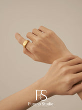 Load image into Gallery viewer, 18K Gold Filled Hexagon ring, Gold Black Signet ring
