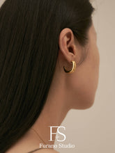 Load image into Gallery viewer, 18K Gold Plated Square Open hoop earring
