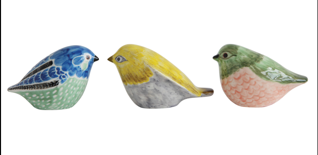 Hand-Painted Stoneware Bird