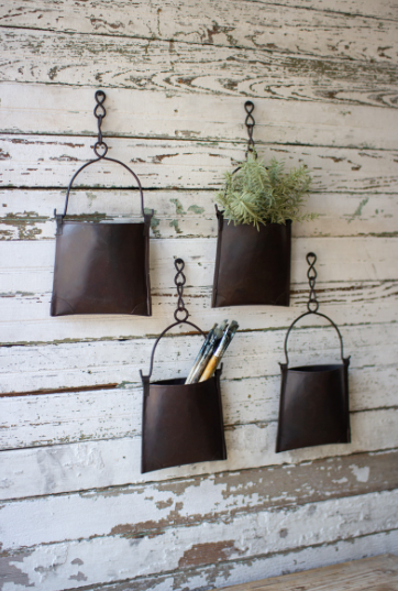 Hanging Iron Pocket Bucket With Chain
