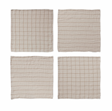 Load image into Gallery viewer, Cotton Double Cloth Napkins with Grid/Stripe Pattern
