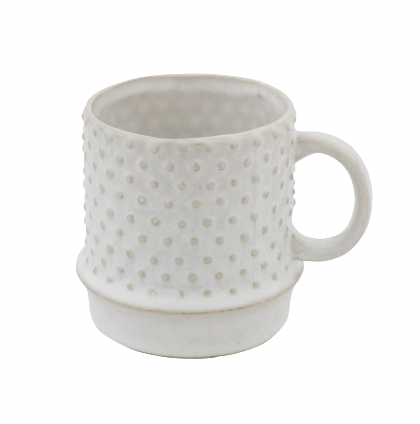 Stoneware Mug with Hobnail Pattern