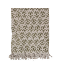 Load image into Gallery viewer, Recycled Cotton Blend Printed Throw with Pattern and Fringe
