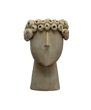 Load image into Gallery viewer, Stoneware Head Planter, Reactive Glaze

