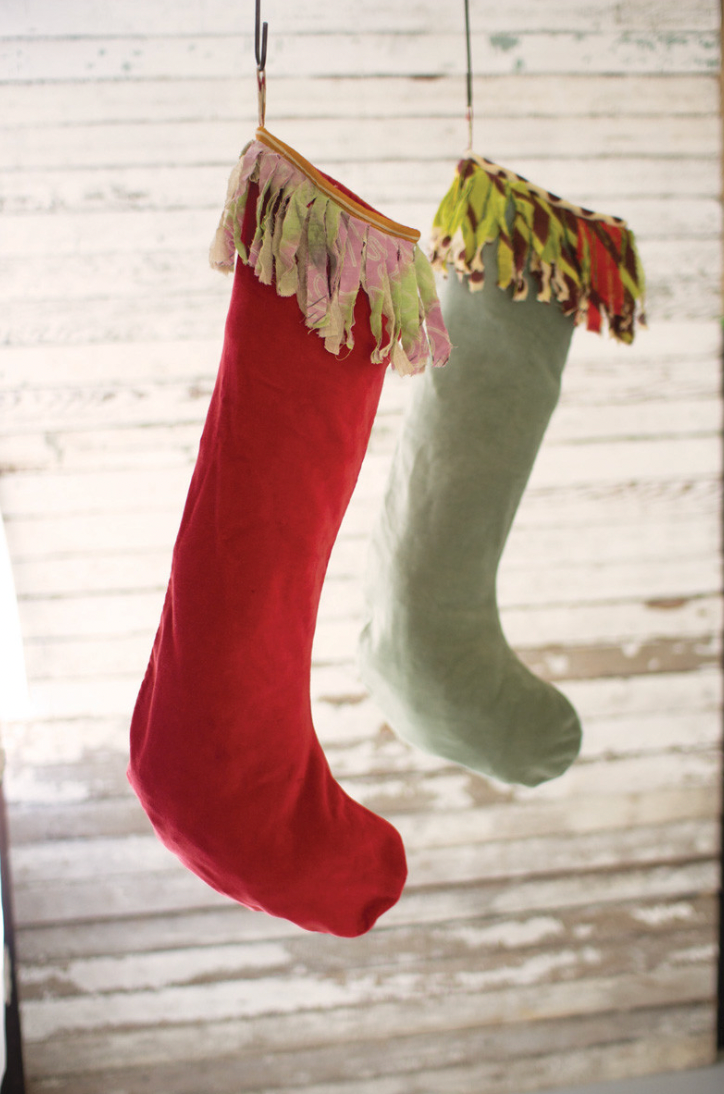 Velvet Stockings with Kantha Fringe