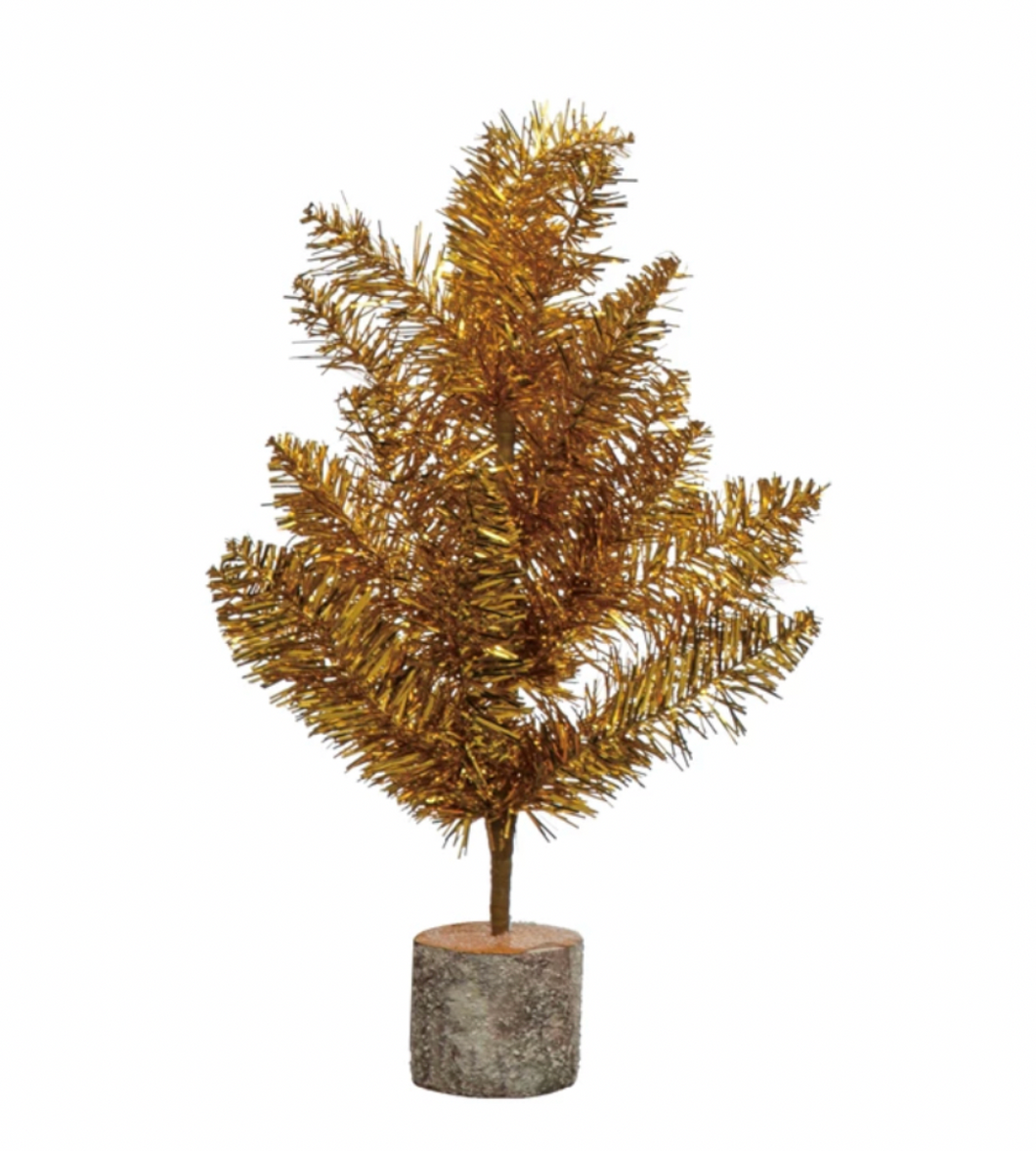 Tinsel Tree with Faux Wood Base
