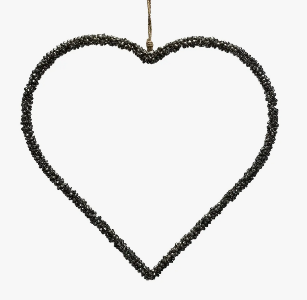 Handmade Hanging Metal Valentine's Heart w/Mini Shell Bells