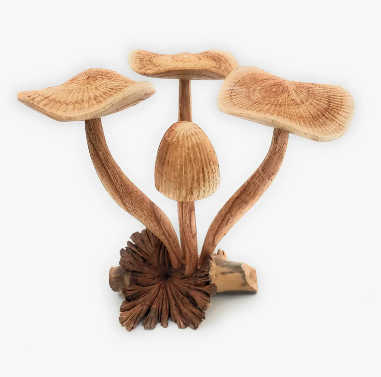 Hand Carved Extra Large Wooden Magical Mushroom