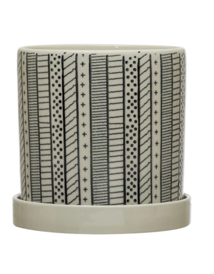 Stoneware Planter with Saucer