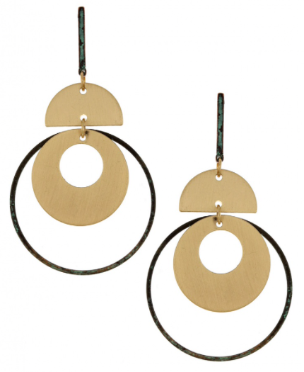Geometric Metal Circle Dangle Earring Set