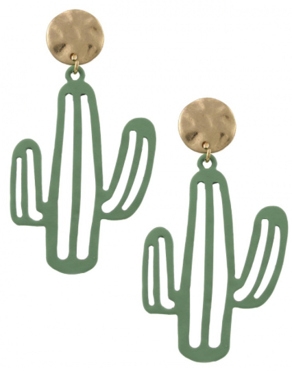 Cactus Enamel Metal Dangle Earring Set