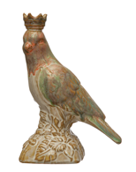 Stoneware Bird w/ Crown, Reactive Glaze, Multi Color