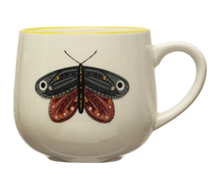 Load image into Gallery viewer, 12 oz. Stoneware Mug w/ Insect &amp; Colored Rim
