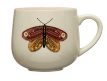 Load image into Gallery viewer, 12 oz. Stoneware Mug w/ Insect &amp; Colored Rim
