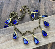 Load image into Gallery viewer, Blue Sapphire Jewel &amp; Brass Choker
